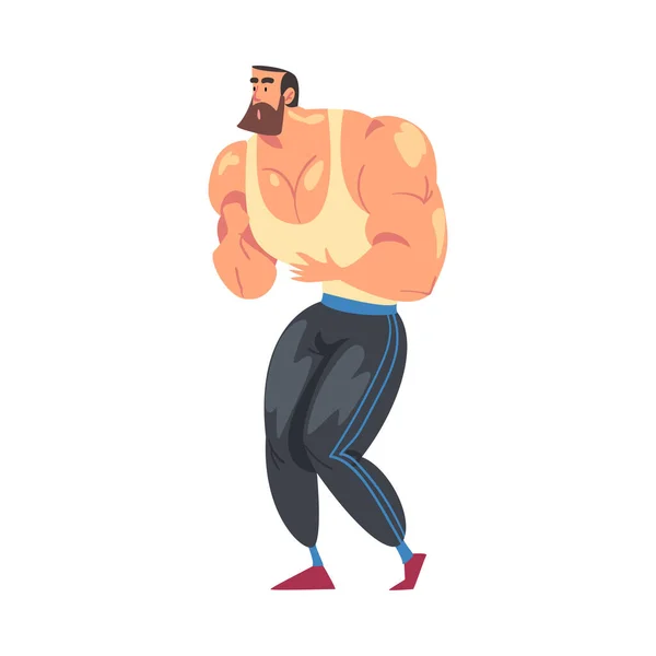 Hombre Entrenador Personal Instructor Carácter, Hombre muscular en uniforme deportivo Dibujos animados Estilo Vector Ilustración — Vector de stock