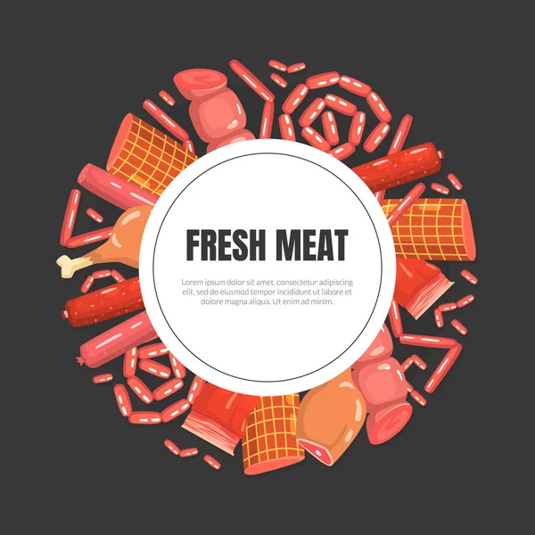 Modello di banner per carni fresche, gastronomia e macelleria di carne e spazio per illustrazione vettoriale di testo — Vettoriale Stock