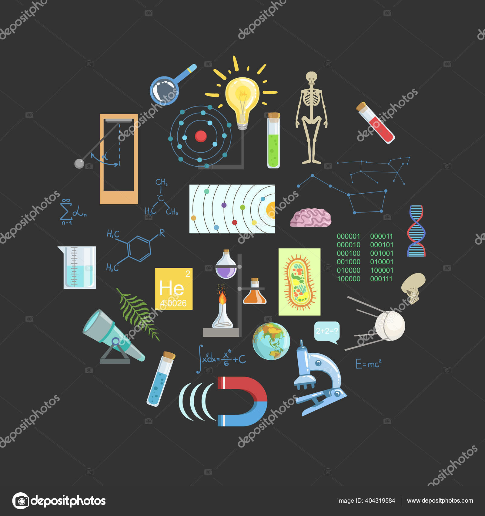 Science Banner Template with Laboratory Equipment of Round Shape With Regard To Science Fair Banner Template