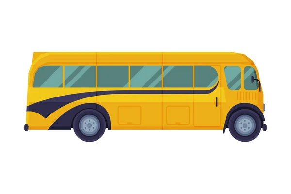 Retro School Bus, Side View, Back to School Concept, Students Transportation Vehicle Flat Vector Illustration — Stock Vector
