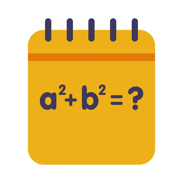 Notebook con formula matematica, educativo e ritorno a scuola elemento piatto stile vettoriale Illustrazione su sfondo bianco — Vettoriale Stock