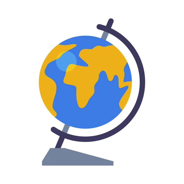 School Globe, Aardrijkskunde Lesson Equipment Flat Style Vector Illustration on White Background — Stockvector