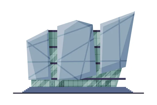 Centrum handlowe, Nowoczesna fasada budynku komercyjnego, Element projektowania architektury miejskiej płaski wektor ilustracji — Wektor stockowy