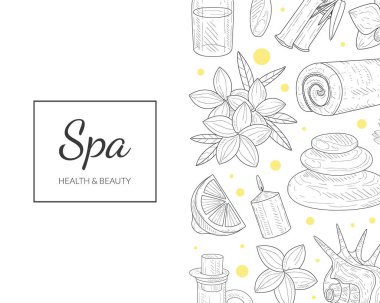 Spa Sağlık ve Güzellik Sanatı Şablonu, Organik Doğal Kozmetik ve Aksesuarları Kusursuz Desen, Güzellik, Rahatlık ve Doğal Tıp, Flyer, Kupon, Sertifika, Tanıtım Broşürü