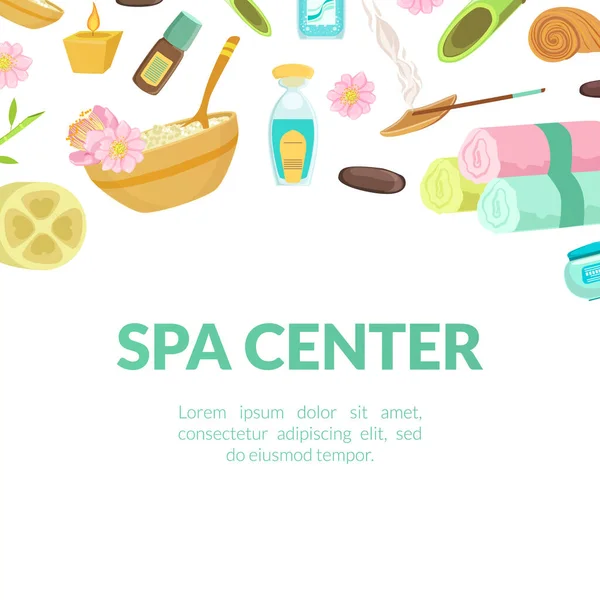 Spa Center Banner Template, Kosmetický salon, Obchod, Wellness centrum, Přírodní kosmetika, Organic Skin Care Products Vector Illustration — Stockový vektor