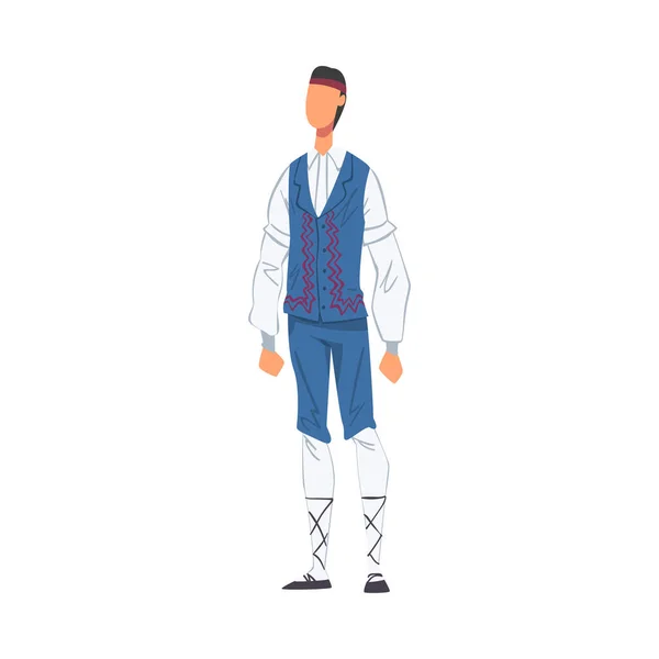 Man in Holland Nationale kleding, Man Vertegenwoordiger van Land in Traditionele Outfit van Nation Cartoon Style Vector Illustratie — Stockvector