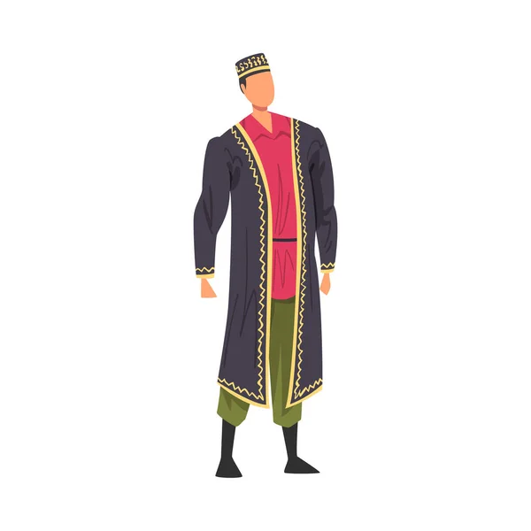 Homme vêtu de vêtements nationaux asiatiques, représentant masculin du pays en tenue traditionnelle de la nation Illustration vectorielle de style dessin animé — Image vectorielle