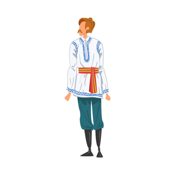 Man in Polland National Lothing, Man Vertegenwoordiger van Land in Traditionele Outfit van Nation Cartoon Style Vector Illustratie — Stockvector