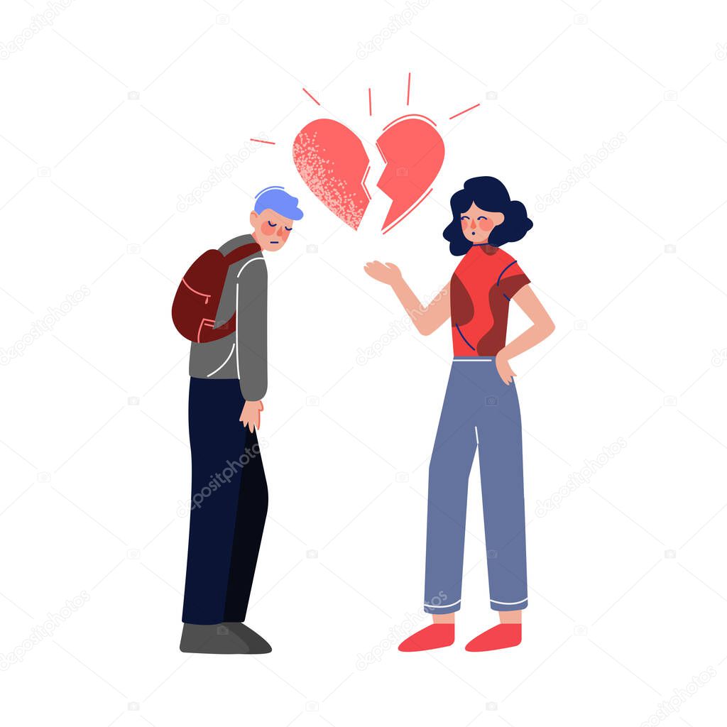 Unrequited, One Sided Love, Teenage Puberty Problems Concept Vector Illustration