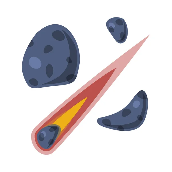 Fallende Meteore, Asteroiden oder Kometen Flache Vektorillustration auf weißem Hintergrund — Stockvektor