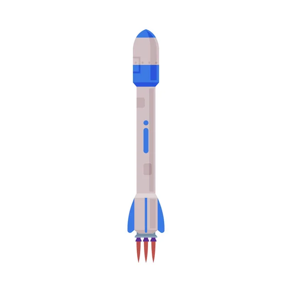 Lancement de fusées spatiales, astronautique et technologie d'exploration Illustration vectorielle de style plat — Image vectorielle