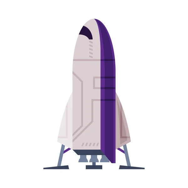 Nave espacial, cohete espacial, astronáutica y tecnología de exploración espacial Estilo plano Ilustración vectorial sobre fondo blanco — Vector de stock