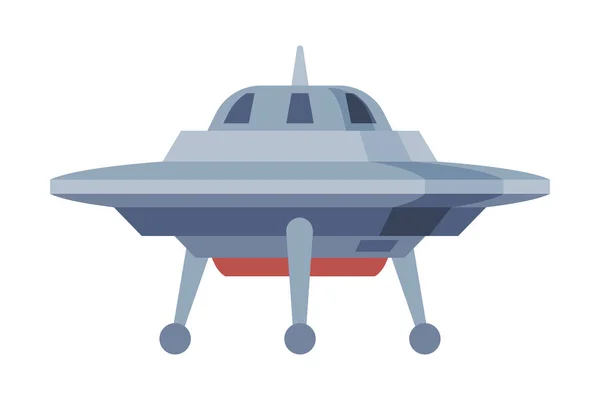 Ufo rymdskepp av runda formen platt stil vektor Illustration på vit bakgrund — Stock vektor