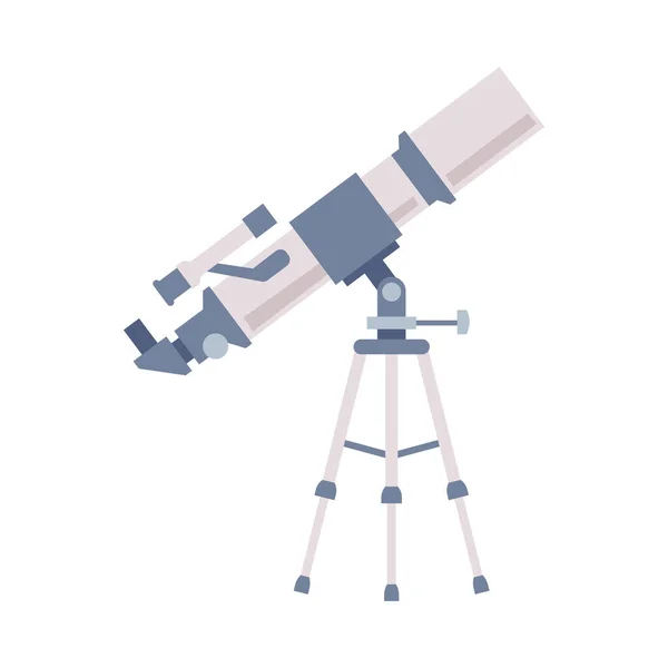 Teleskop, Astronomer Utrustning för att utforska och observera rymden och Galaxy Flat Style Vector Illustration på vit bakgrund — Stock vektor