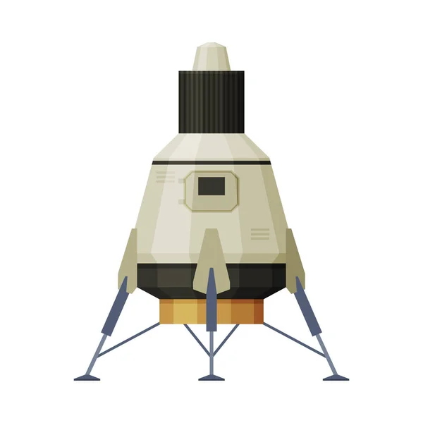 Veicolo spaziale, tema dell'esplorazione del cosmo Flat Vector Illustrazione su sfondo bianco — Vettoriale Stock