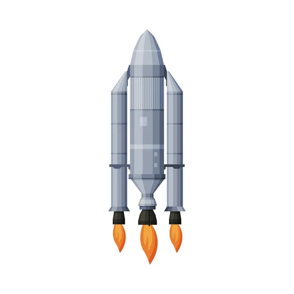 Rymdfarkoster Lansering, Kosmos Exploration, Astronautik och rymdteknik Tema Platt vektor Illustration på vit bakgrund — Stock vektor