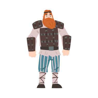 Viking Savaşçısı, İskandinav Mitolojisi Karakteri Geleneksel Çizgi Film Biçimi Vektör Çizimi