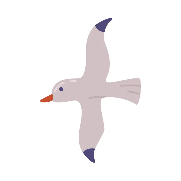 Flying Seagull, Gull Bird, Sommar resor och semester symbol tecknad stil vektor Illustration — Stock vektor