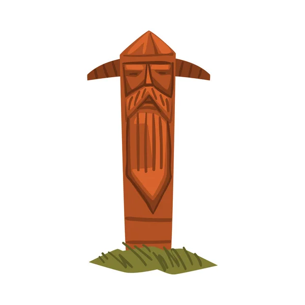 Scandinavian Totem pole, Scandinavian Mythology Symbol Cartoon Style Vector Illustration — 스톡 벡터