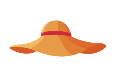 Kurdeleli Kadın Hasır Şapkası, Yaz Tatili Aksesuarı, Seyahat ve Turizm Vektörü Resimleri