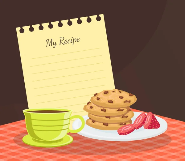 Пустая карточка рецепта печенья или шаблон листа для заметок о векторной иллюстрации приготовления пищи — стоковый вектор