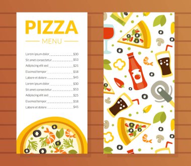 Pizza Menüsü Şablonu, Geleneksel İtalyan Mutfak Yemekleri, Restoran ve Kafe Menüsü, Gıda İçindekiler Kusursuz Desensiz Şekil Resimleri