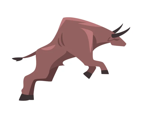 Jumping Bull, Spanish Corrida Traditional Performance Cartoon Style Vector Illustration — Stock Vector