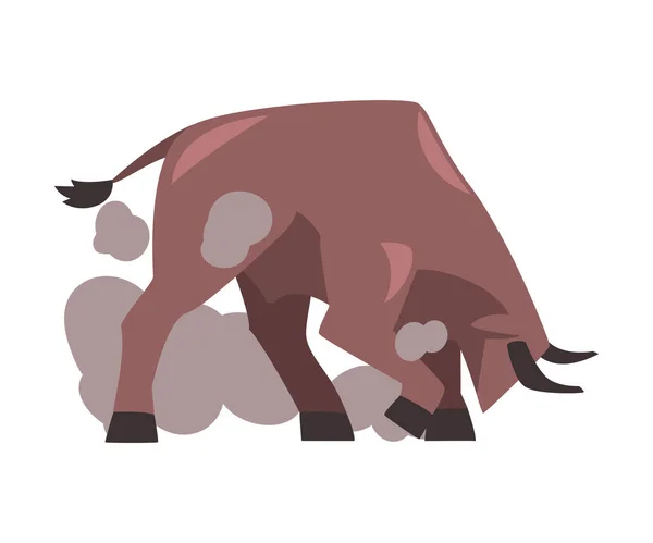 Furious Fighting Bull, spanische Corrida traditionelle Performance Cartoon Style Vector Illustration — Stockvektor