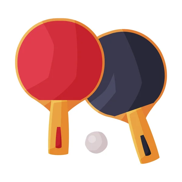 Raquettes de ping-pong avec illustration vectorielle d'équipement de ballon, de fitness et de sport sur fond blanc — Image vectorielle