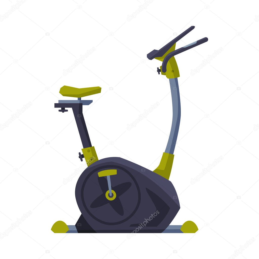 Exercise bike, Fitness and Sports Equipment Vector Illustration on White Background
