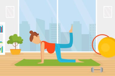 Spor Salonunda Spor Yapan Hamile, Aktif Hamilelik, Sağlıklı Yaşam Tarzı Vektör Resimleri