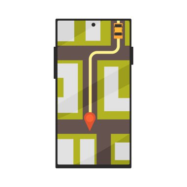 Harita Navigasyonu, Mobil Uygulama Arayüzü, Şehir Taşımacılık Vektörü İllüstrasyonu