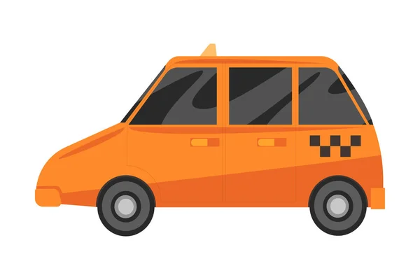 Taxi Car, Yellow Automobile, Public Transport, Side View Vector Illustration — Stock Vector