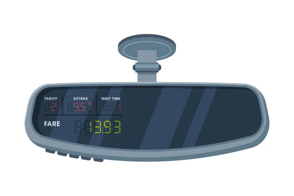 Modern taxameterenhet, Beräkningsutrustning för transporttjänst, Elektronisk mätanordning Vektorillustration — Stock vektor