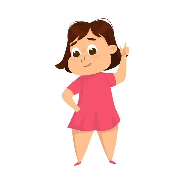 Υπέρβαρο παχουλό κορίτσι, χαρούμενο παχουλό παιδί χαρακτήρα Cartoon Style εικονογράφηση διάνυσμα — Διανυσματικό Αρχείο