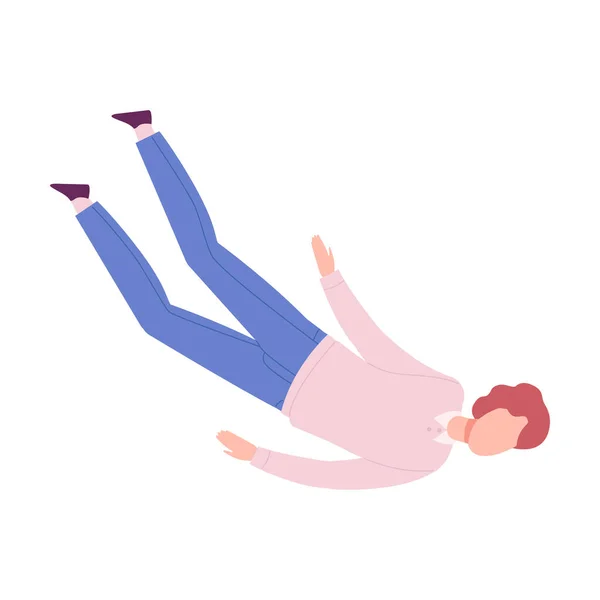 Homme flottant dans l'imagination Rêve, Homme volant dans les rêves ou le ciel portant un pyjama Illustration vectorielle de style plat — Image vectorielle