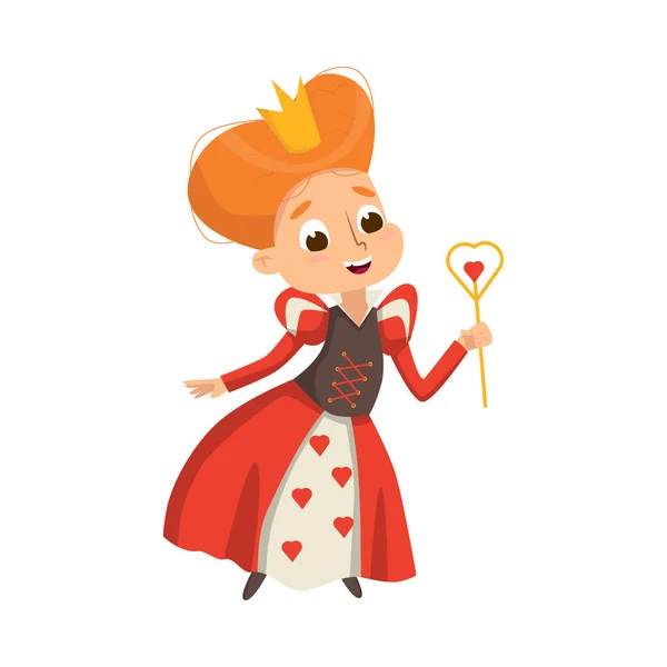Fille drôle habillée en costume de reine d'Halloween Illustration vectorielle — Image vectorielle