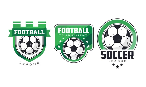 Football and Soccer Badges or Labels Vector Set — Stock Vector