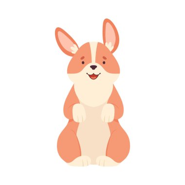 Kahverengi paltolu Galli Corgi Hind Legs Vektör İllüstrasyonuna Oturuyor