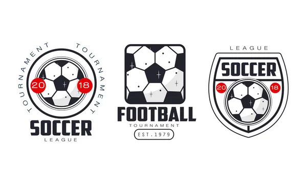 Football and Soccer Badges or Labels Vector Set — Stock Vector
