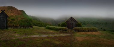 Geleneksel Viking çim evi..