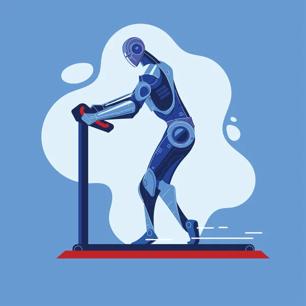 Robot Ejecuta Una Cinta Correr Sport Fitness Ejercicios Concepto Gimnasio — Archivo Imágenes Vectoriales