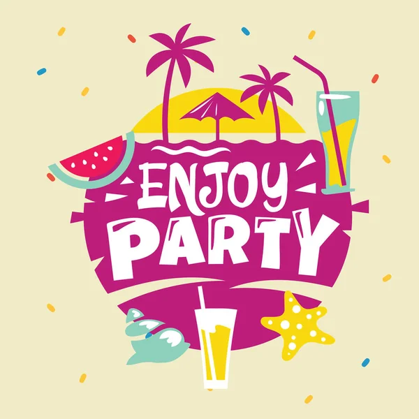 Enjoy Party Phrase Summer Quote — Stock Vector