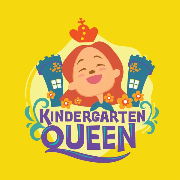 Kindergarten Queen Phrase Illustration Volver Cita Escolar — Vector de stock