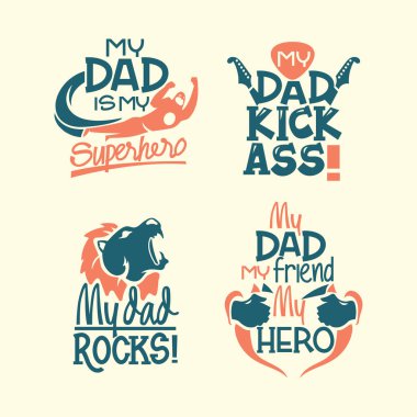 Mutlu Babalar Günü ilham verici ve poster vektörü seti