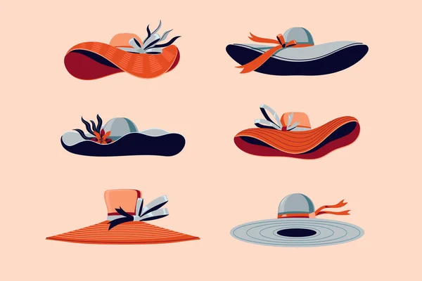 Колір Кентуккі Derby Hats Set Vector Illustration — стоковий вектор