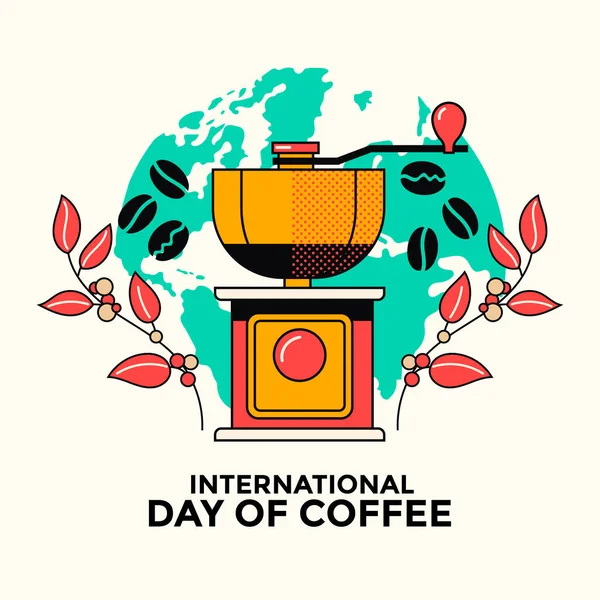 国际咖啡贺卡日 — 图库矢量图片