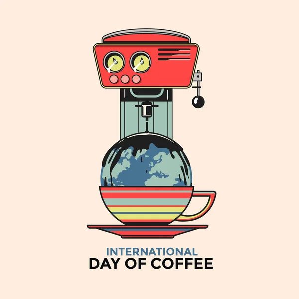 コーヒーグリーティングカードの国際デー — ストックベクタ