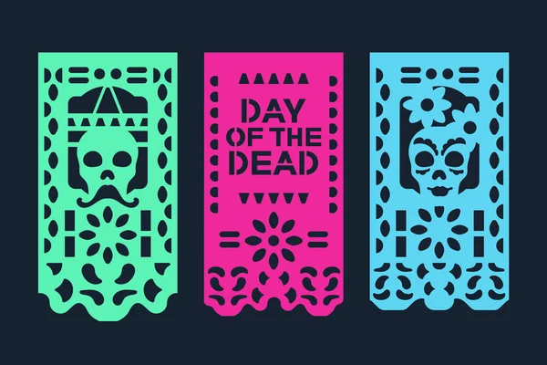 Dia Los Muertos Significa Celebração Dia Dos Mortos Bandeiras Tradicionais — Vetor de Stock