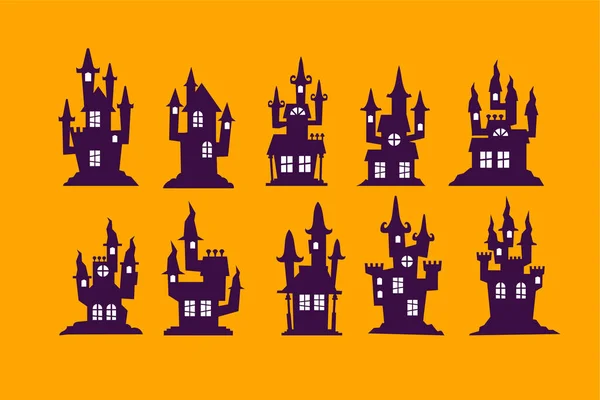 Ensemble Illustration Vectorielle Maison Halloween — Image vectorielle